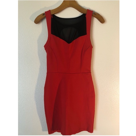 Bebe dress -Red/Black semi backless - Picture 1 of 3
